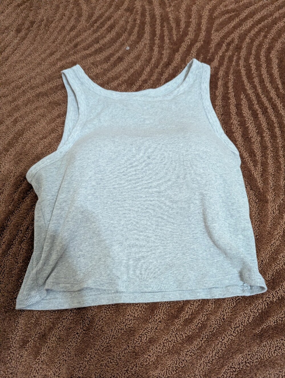 Uniqlo Ribbed Light Gray Ribbed Tank Top with built in Cups EUC